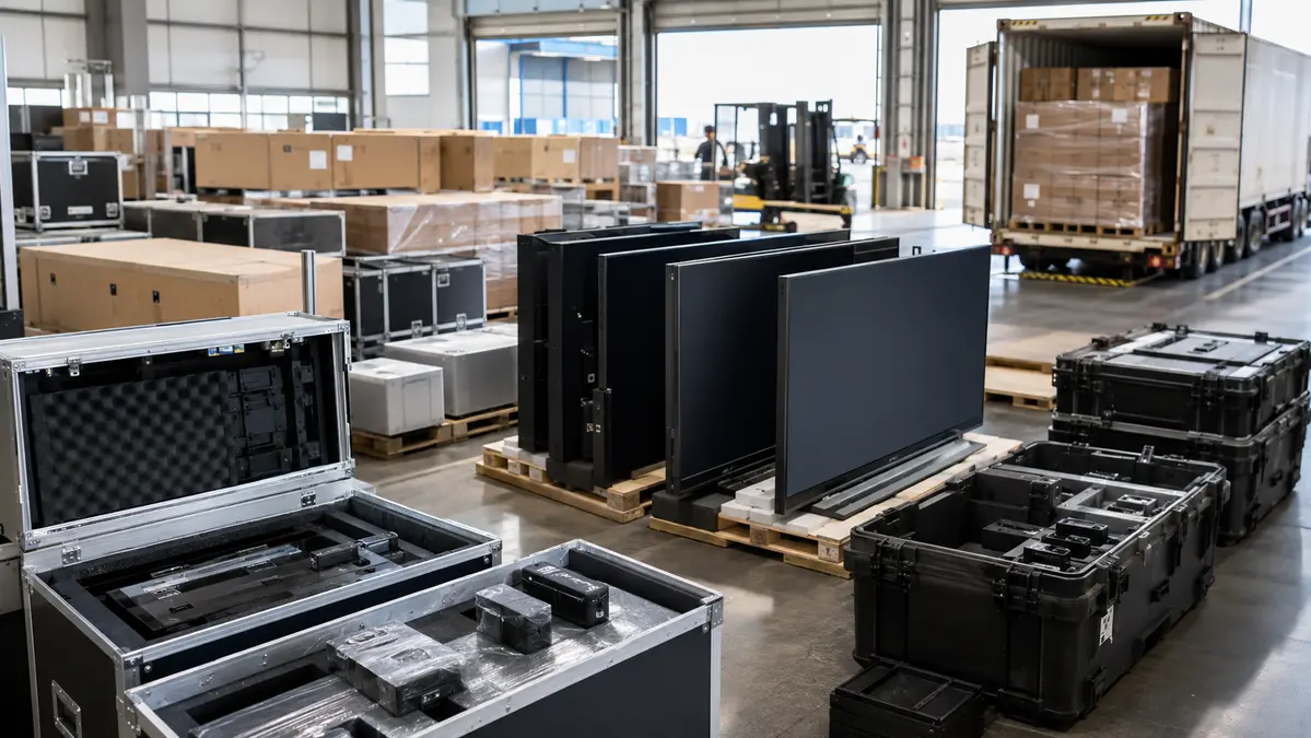 Technology products and commercial displays prepared for international delivery