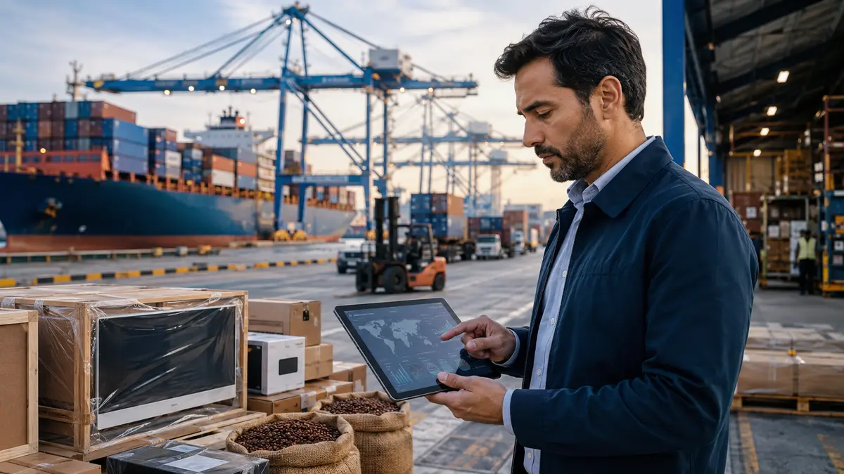 International trade and logistics operation at a modern container port