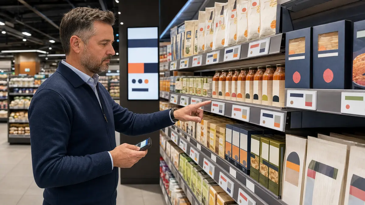 Electronic shelf labels and digital information displays in a supermarket