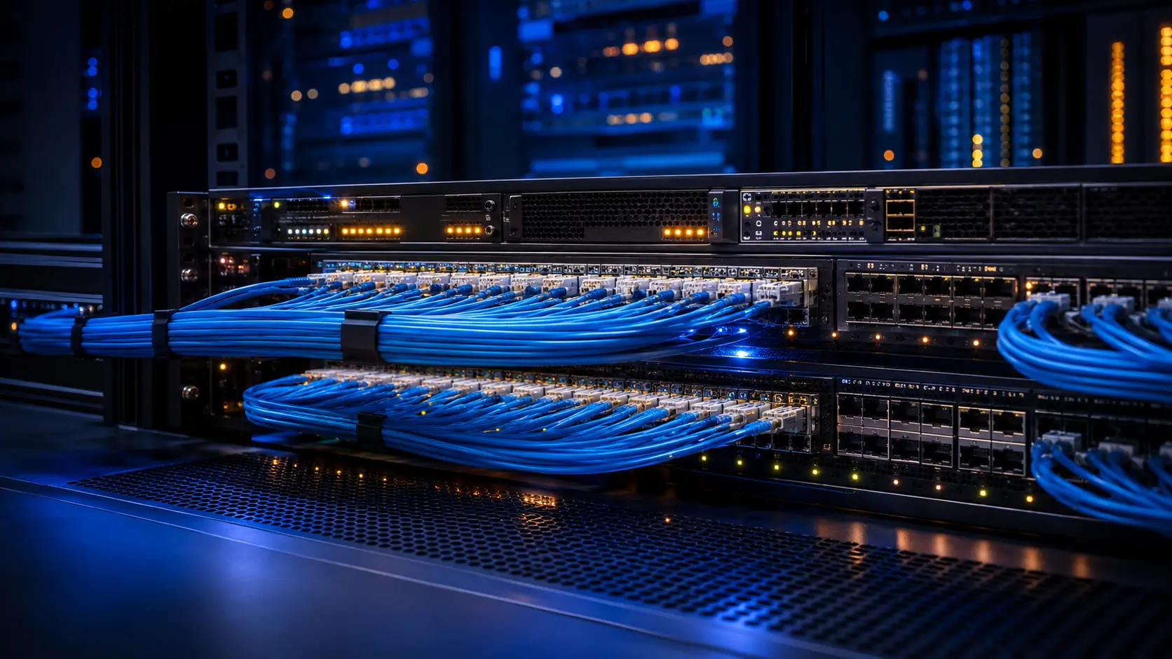 Enterprise data-network facility with managed switches and fibre connectivity